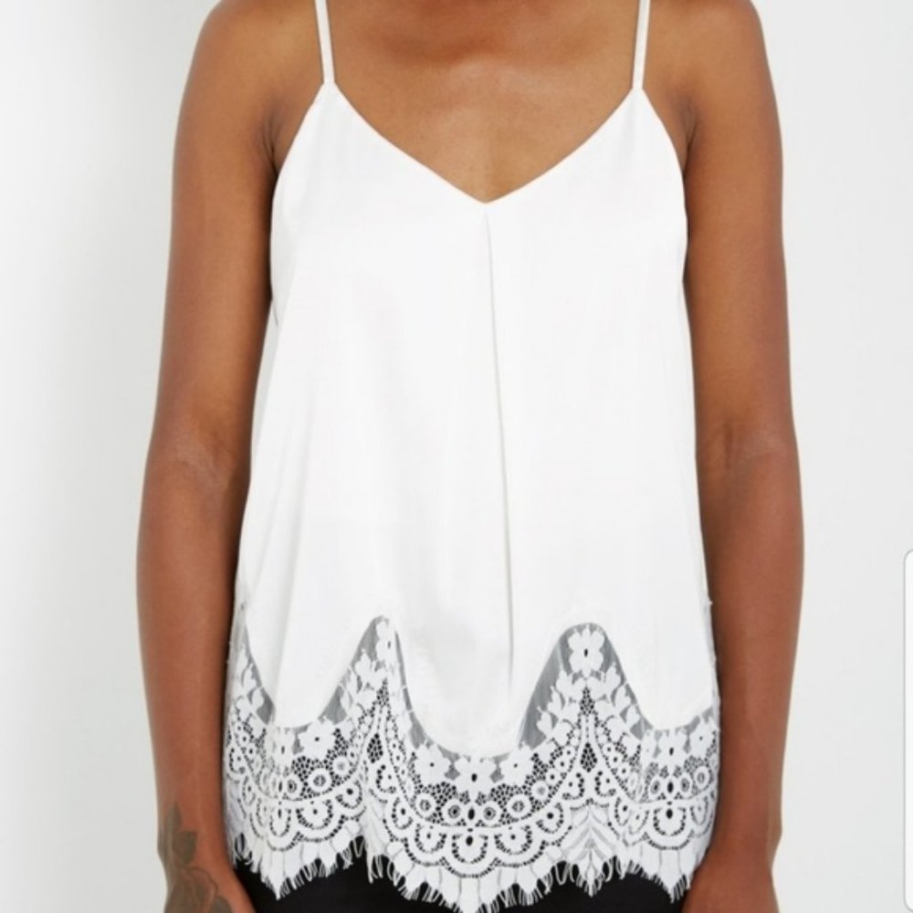 Soprano White Lace Trim Camisole Tank Size Small